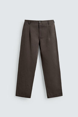 COTTON/LINEN PLEATED TROUSERS - Zara фото 7