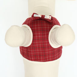 Комплект с мягкой шлейкой Клетки, размер L, поводок 120 х 1,5 см, ОГ 42-76 см, красный - Пижон фото 6