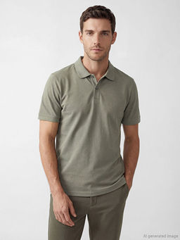 Standart Fit Polo Yaka Penye Erkek Ti??rt