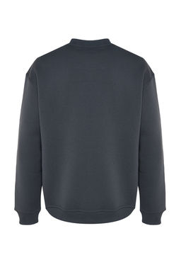 TRENDYOL MAN Antrasit Oversize/Genis Kesim Yar?m Bal?kc? Yaka Harf Nak?sl? Sweatshirt Ici Polarl? TMNAW24SW00046 - Trendyolmilla фото 8