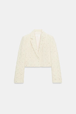 BLAZER CORTA DESFLECADA ABALORIOS / Crudo - Zara фото 7