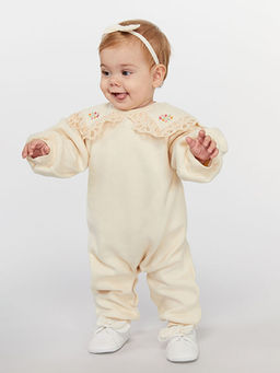 Bisiklet Yaka ?i?ekli K?z Bebek Tulum