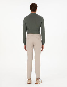 Bej Slim Fit Kanvas Pantolon