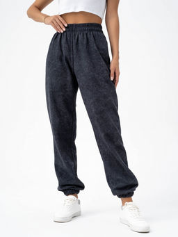 эффект варенки! Брюки джоггеры из футера 3-х нитки с петлей,графитовый