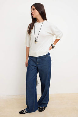 Lacivert Oversize/Genis Kal?p Dusuk Kol Truvakar Soft Touch Orme T-Shirt TWOSS26TS00182 - Trendyolmilla фото 10
