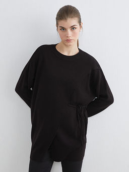 Bisiklet Yaka Ba?lama Detayl? Kad?n Triko Tunik