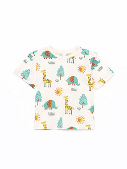 Bisiklet Yaka K?sa Kollu Bask?l? Erkek Bebek Ti??rt