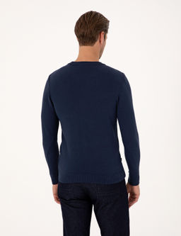 A__k Lacivert Slim Fit Bisiklet Yaka Basic Triko Kazak - Pierre cardin фото 5