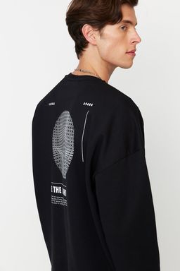 TRENDYOL MAN Lacivert Bisiklet Yaka Oversize/Genis Kesim Ici Polar/S?cak Tutan Mistik Bask? TMNAW23SW00275 - Trendyolmilla фото 2