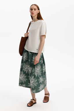 ЕВТ 7013/зеленый,крупные астры юбка жен