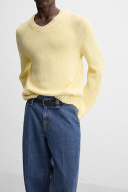 V-NECK SWEATER WITH TEXTURED WEAVE - Zara фото 6