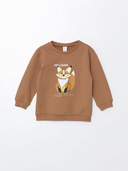 Bisiklet Yaka Uzun Kollu Bask?l? Erkek Bebek Sweatshirt