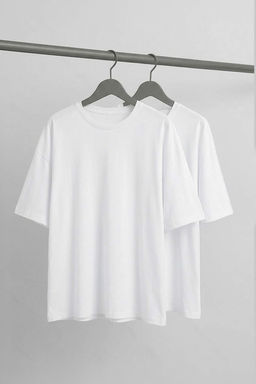 Buyuk Beden Siyah-Ekru Oversize 2li Paket %100 Pamuklu T-Shirt TMNSS24BF00042 - Trendyolmilla фото 8