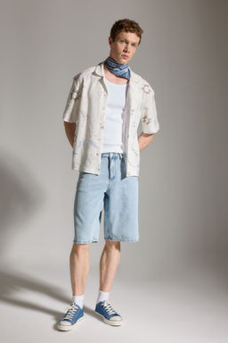 Yumu_ak Dokulu Baggy Fit Bermuda Jean _ort