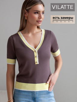 Джемпер с V-вырезом с коротким рукавом из вискозы