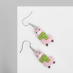 Серьги ассорти Радость ламы, цвет зелёно-розовый в серебре - Queen fair фото 2
