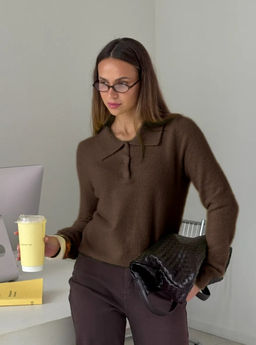 K13202 Джемпер (вязаный трикотаж) КОРИЧНЕВЫЙ