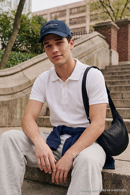 Beyaz Slim/Dar Kesim Yakas_ _izgili Basic %100 Pamuk Polo Yaka T-shirt TMNSS20PO0009 - Trendyolmilla фото 2