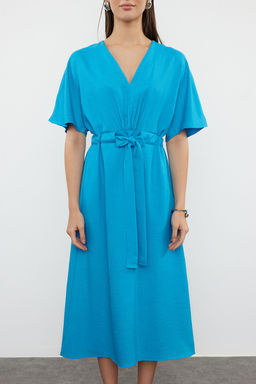 Mavi Kusakl? A Kesim/Can Form Midi Dokuma Elbise TWOSS23EL01543