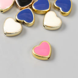 Набор бусин для творчества пластик Сердечки, яркий глянец МИКС 10 шт 1,2х1,2 см - Арт узор фото 2