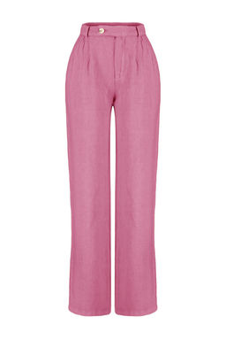 Gul Kurusu %100 Keten Pileli Yuksek Bel Wide Leg Pantolon TWOSS24JE00245 - Trendyolmilla фото 13