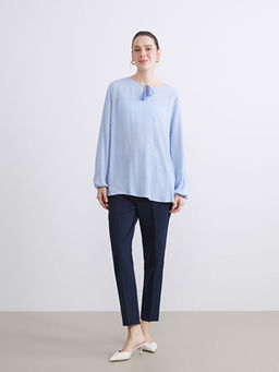 Ba?lamal? Yaka ?izgili Bluz