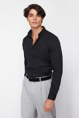 Siyah Slim Fit Kolay Utulenebilir Smart Gomlek TMNSS24GO00074