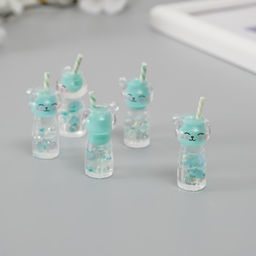 Цена за 5 шт. Подвеска для творчества акрил «Коктейль. Мята-кошка», светится в темноте, 3.4×1.8×1.8 см