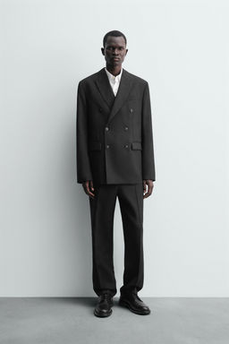 100% WOOL DOUBLE-BREASTED SUIT BLAZER
