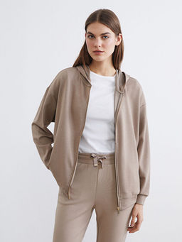 Kap??onlu Soft Touch Kad?n Fermuarl? Sweatshirt