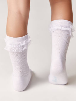 Цена за 2 пары Conte-kids TIP-TOP (с кружевной лентой) белый