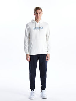 Uzun Kollu Bask?l? Erkek Kal?n Hoodie