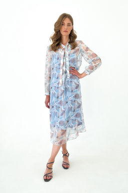 Платье миди А-силуэта из шифона Selma (Цвет: Нежно голубой)