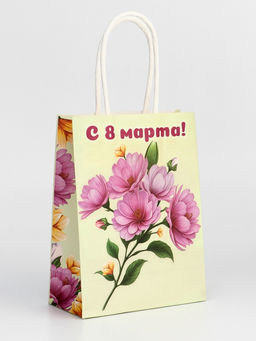 Цена за 4 шт. Пакет подарочный крафт С 8 марта 12?6?16 см - UPAK LAND фото 2