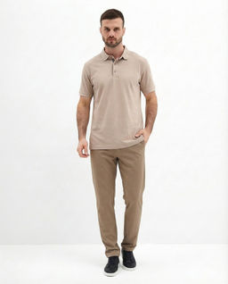 Джемпер мужской с воротником поло короткий рукав GREG G144V-PO-HJ-124T (бежевый)