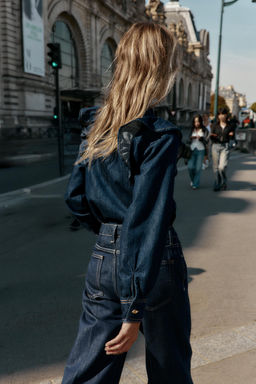 Z1975 DENIM SHIRT WITH RUFFLES - Zara фото 4