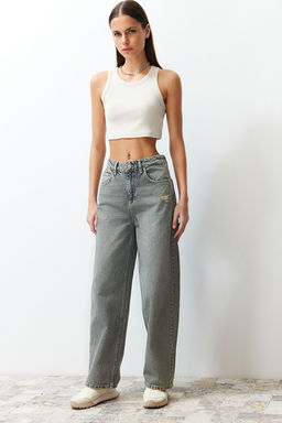 Mavi Soluk Efekt Vintage Dusuk Bel Wide Leg TWOSS24JE00147 - Trendyolmilla фото 5