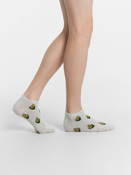 Цена за 5 пар! Носки мужские светло-серые с рисунком в виде кукурузы