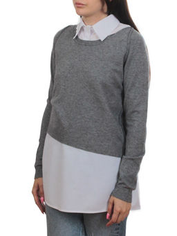609 GRAY/WHITE Костюм двойка женский (65% хлопок, 35% полиэстер)