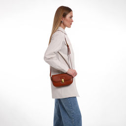 Сумка женская багет TEXTURA на молнии, 21×6×11 см, коричневая