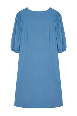 Indigo Etegi Volanl? Balon Kollu Mini Dokuma Elbise TWOSS24EL00062