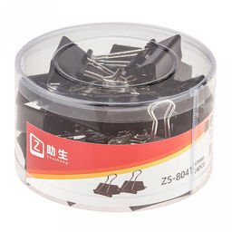 Зажим для бумаги 41мм металл, цвет - черный, набор 24 штукb, в пластиковой банке д11,8см h7см (Китай) - Домашняя мода фото 9