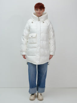 Куртка зимняя женская с капюшоном модная белого цвета 7341Bl - Visdeer фото 11