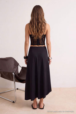 Siyah Pile Detayl_ Maxi Modal Etek TWOSS26ET00229 - Trendyolmilla фото 4