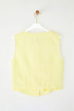 Trendyolmilla Sar? %100 Keten Dugme Detayl? Bluz TWOSS25BZ00474