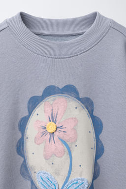FLORAL PRINT SWEATSHIRT WITH CROCHET DETAIL - Zara фото 3