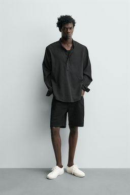 CAMISA EFECTO ARRUGADO / Carb?n