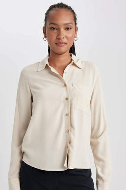 Regular Fit Basic Duz Dugmeli Uzun Kollu Gomlek - Defacto фото 4