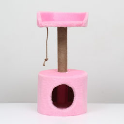 Дом для кошек с когтеточкой, с лежаком, круглый, 35 х 35 х 70 см, розовый - Simaland фото 2