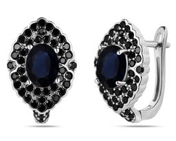 Серьги, сапфир корунд , шпинель нат., NKD-3533